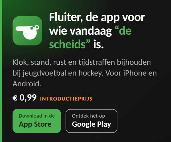 Fluiter – klok, stand, rust en tijdstraffen voor de ouder die zaterdag de scheids is